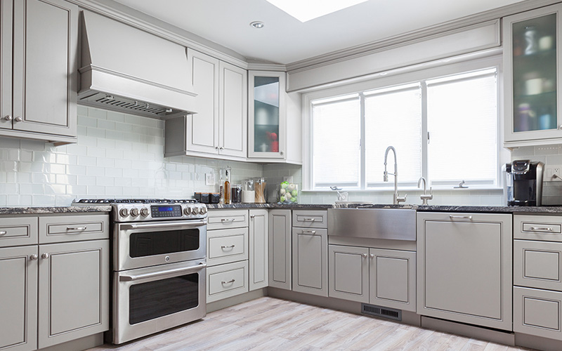 Stone Maple light grey kitchen cabinets